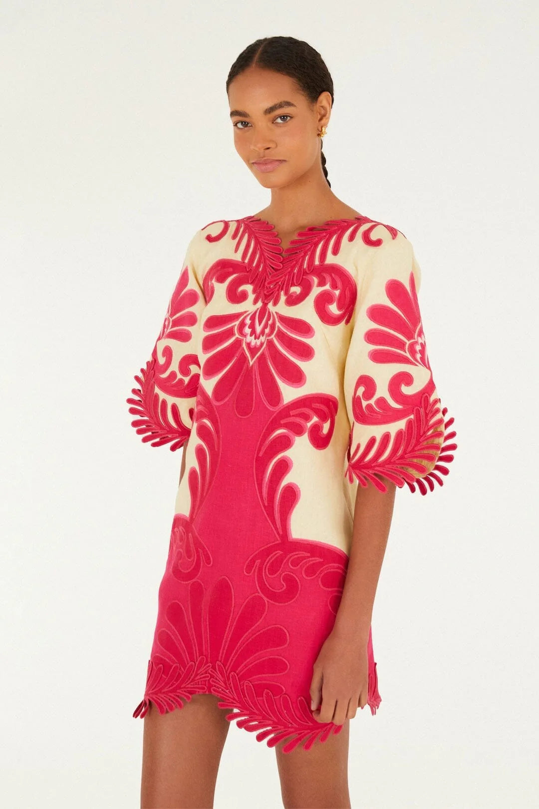 Spring Arabesc Embroidered Mini Dress