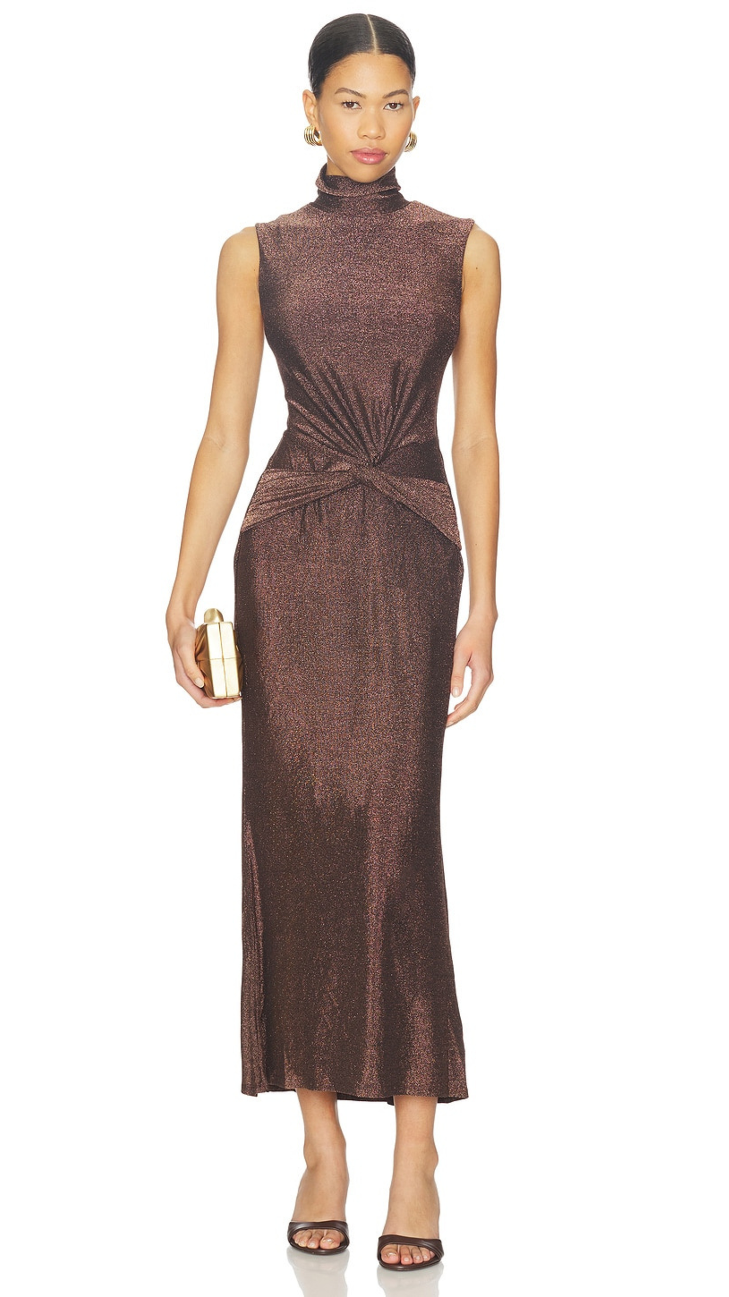 Riana Metallic Twist Front Maxi Dress