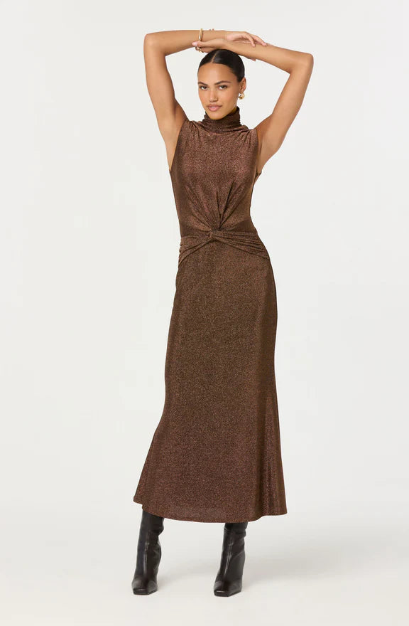 Riana Metallic Twist Front Maxi Dress