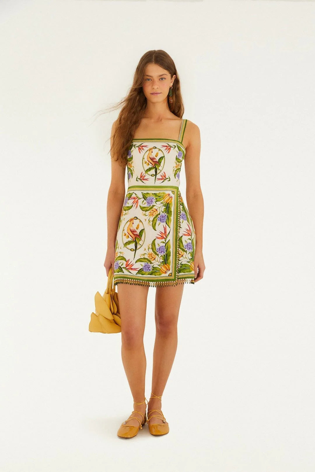Sand Tropical Scarf Mini Dress