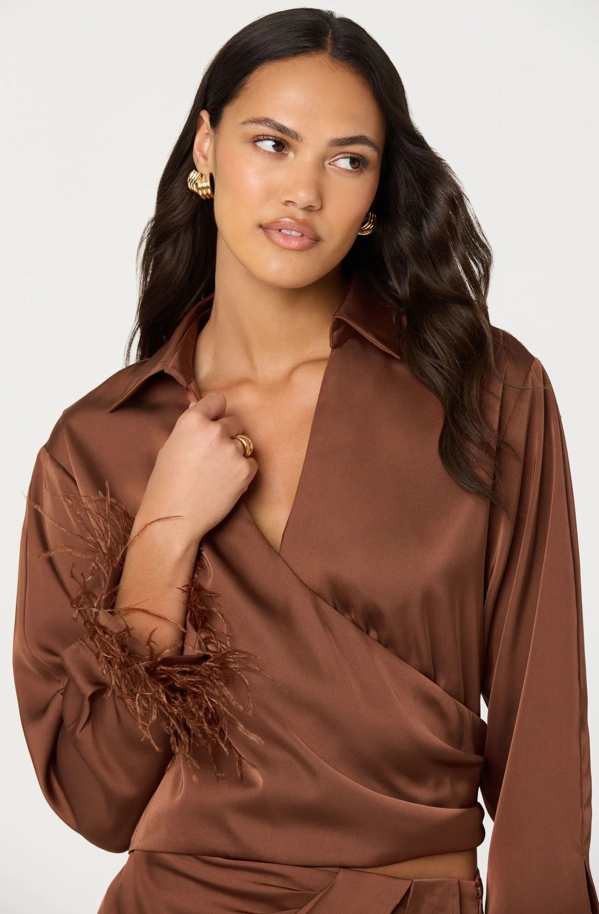Catrina Satin Feather Trim Set