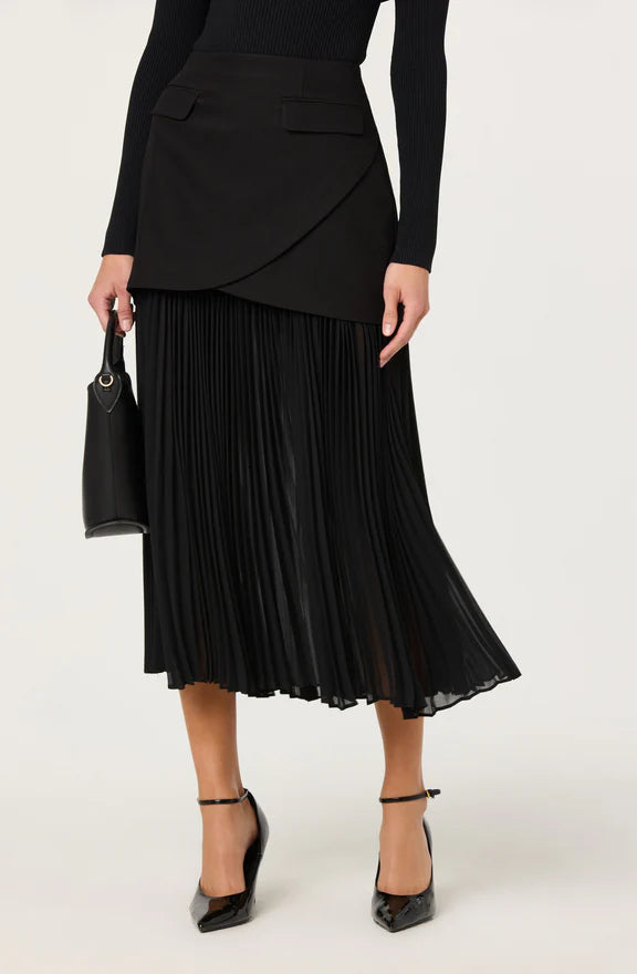 Deaile Contrast Layered Pleated Skirt