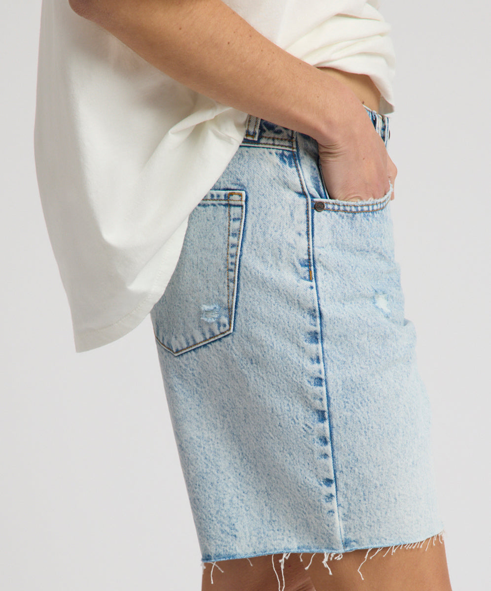 Jackson Mid Waist Wide Leg Shorts - Whisper Blue