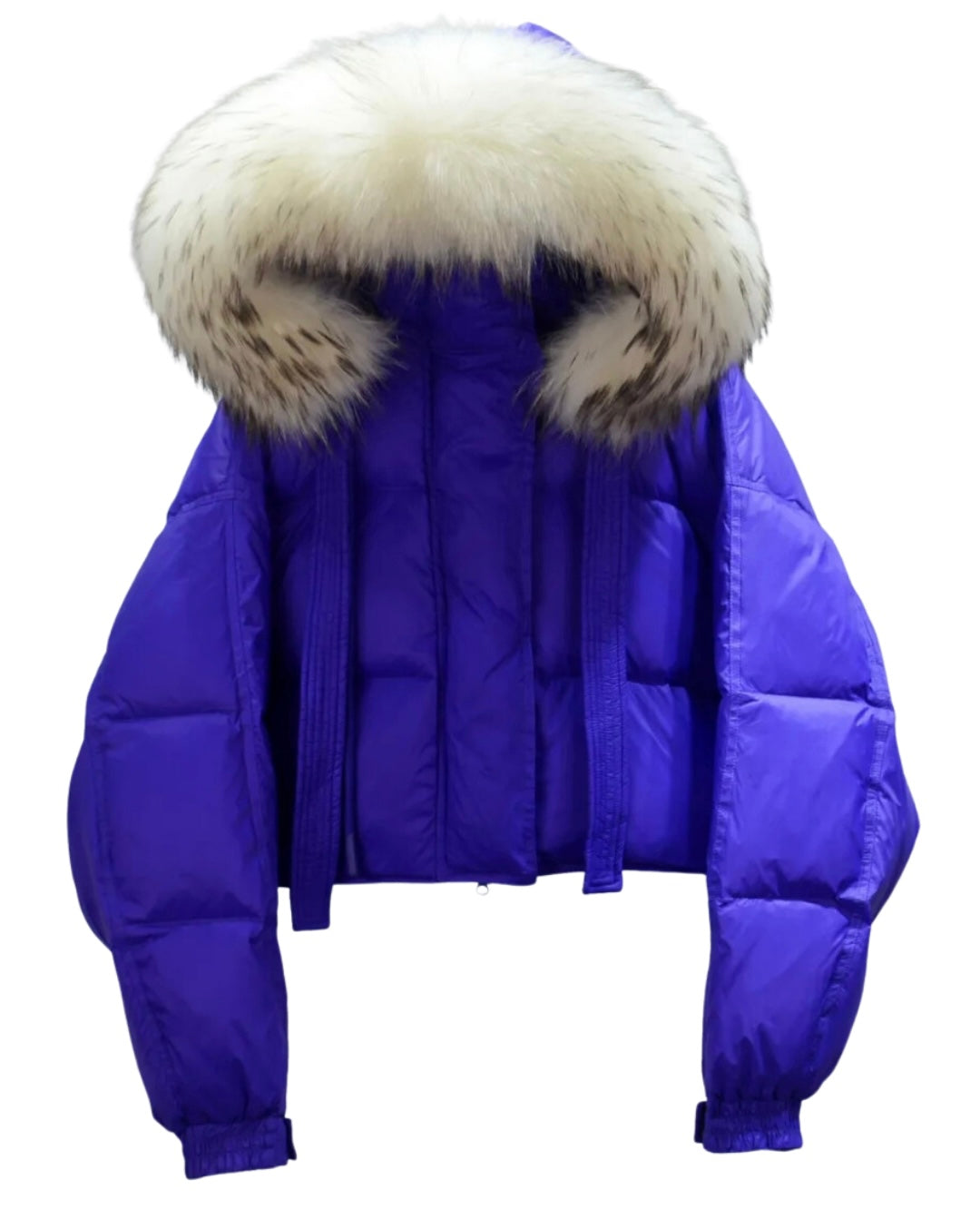 Stilla raccoon fur Hoodie Puffer Jacket- purple