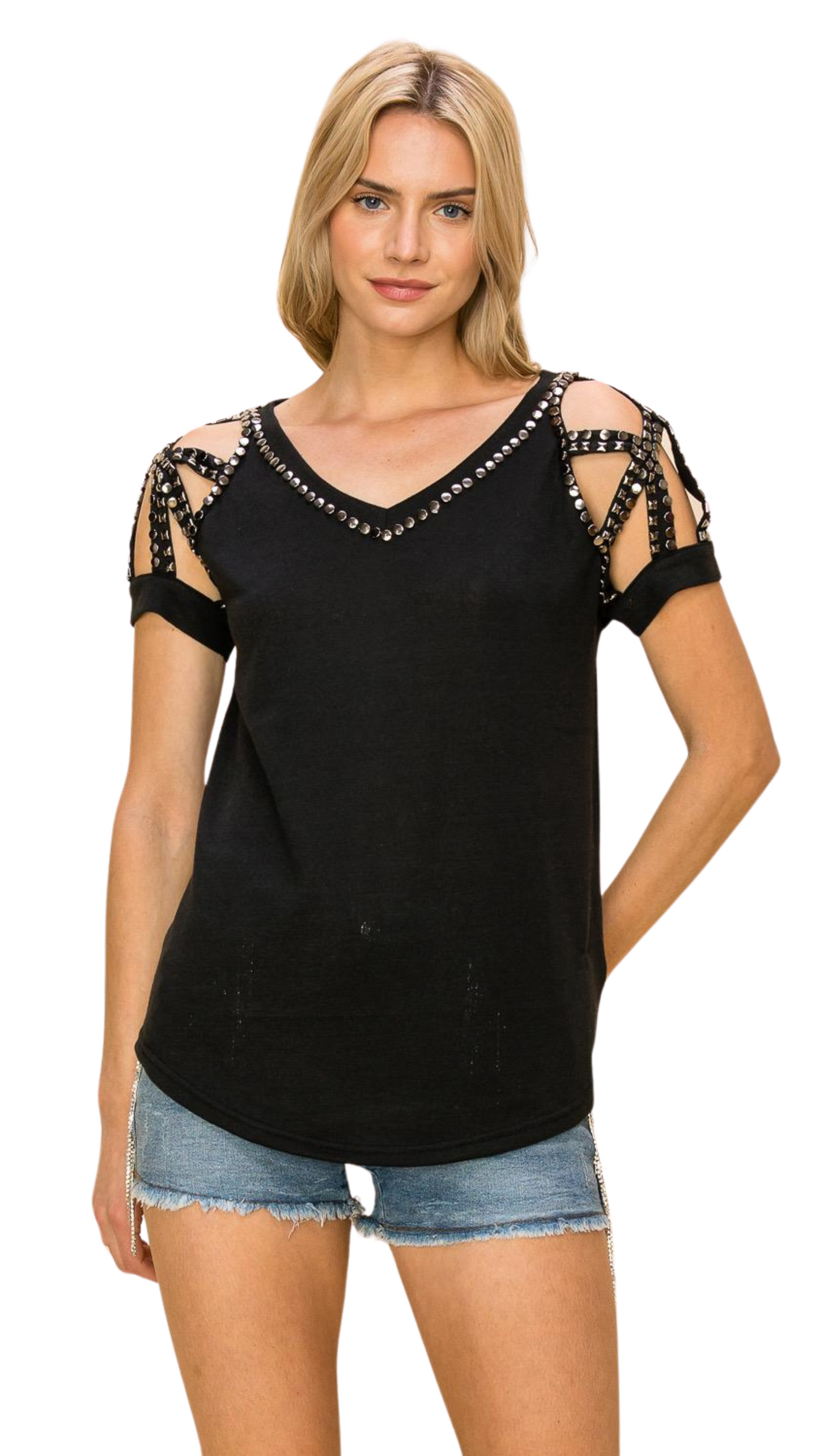 Black studded T-shirt