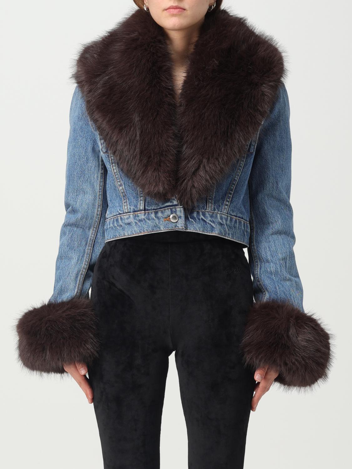 Vintage Indigo Fox Fur Denim Jacket