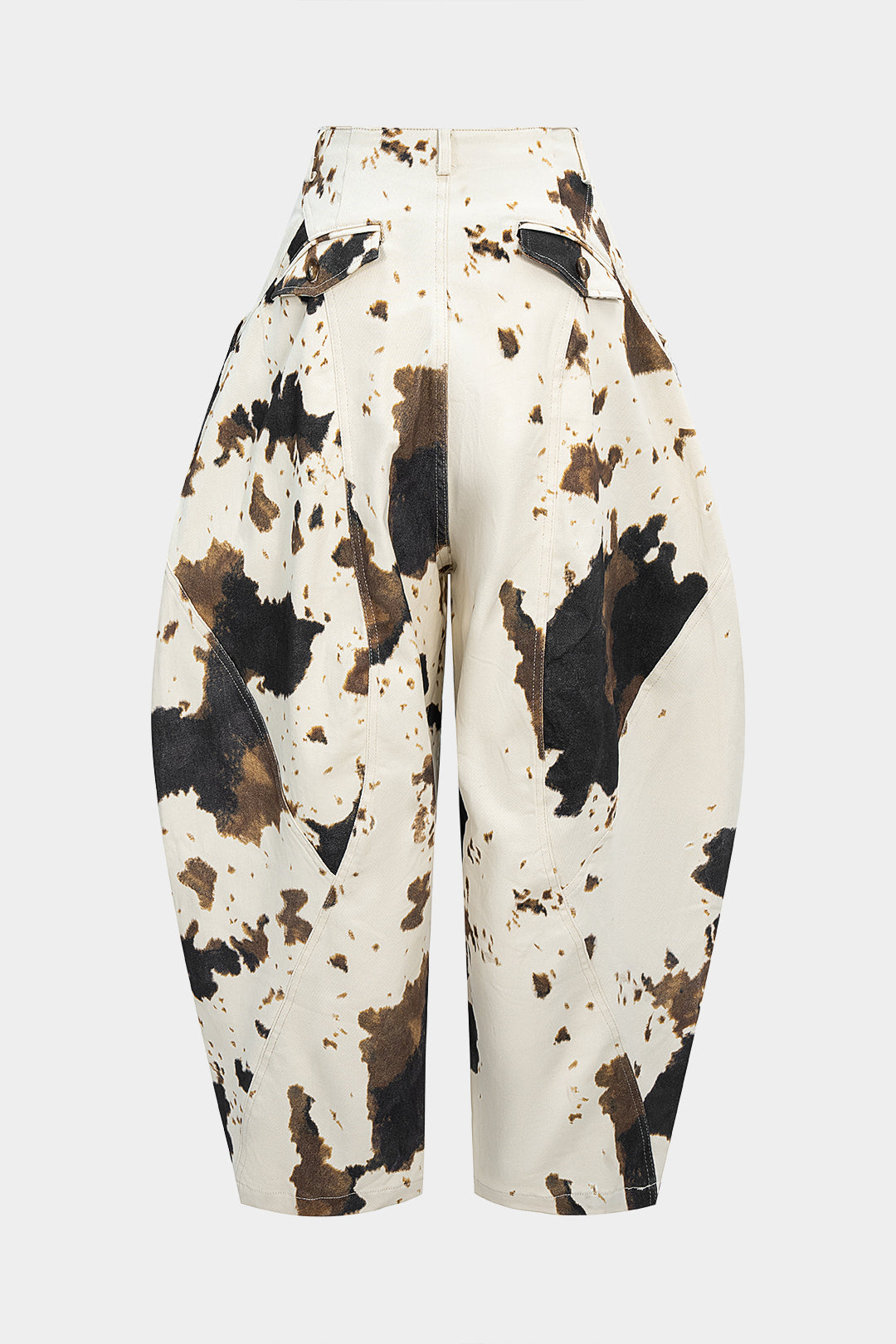 Eden Cow Pattern Baggy Barrel Jeans