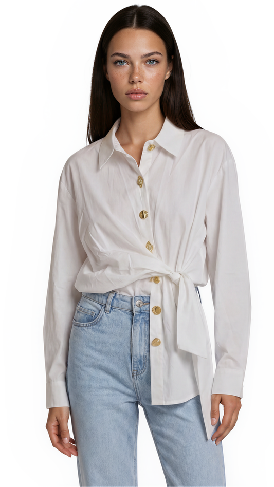 Monroe Tie-Waist Shirt – White