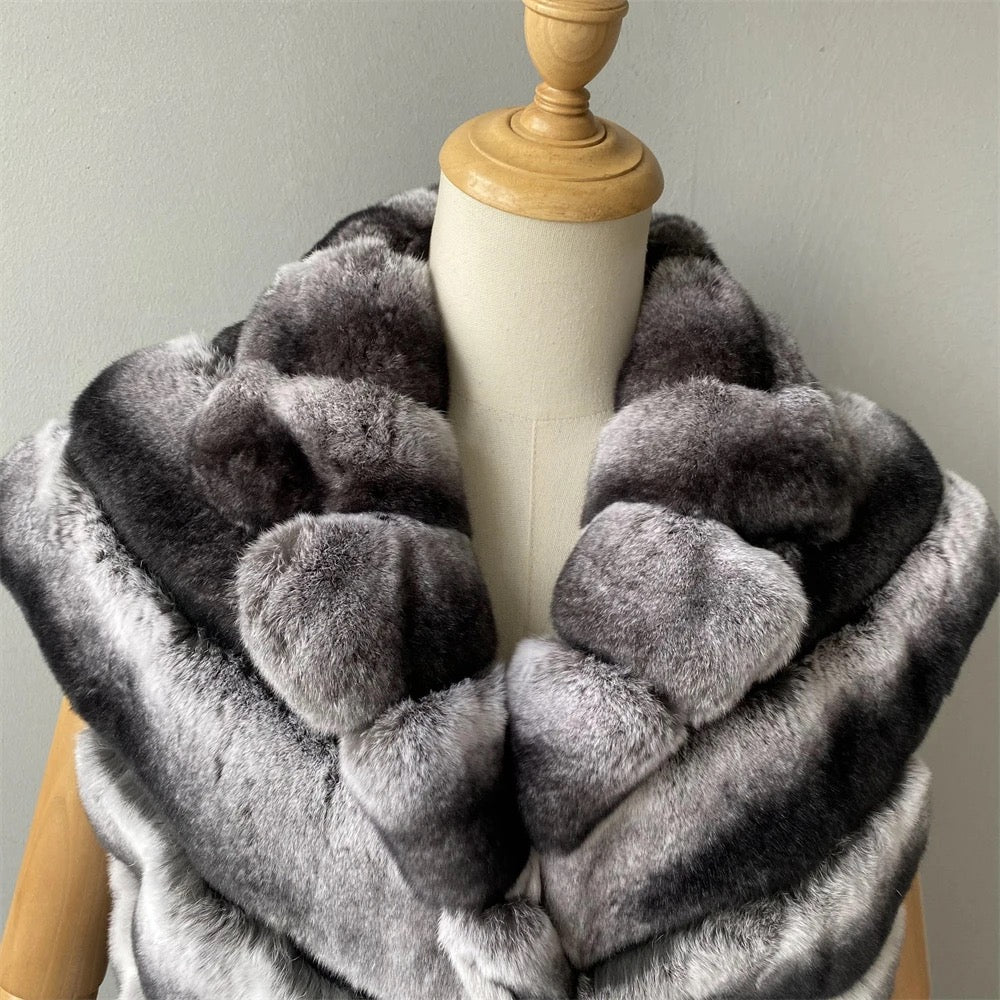 Budapest Cashmere Vest Rex Fur - Grey