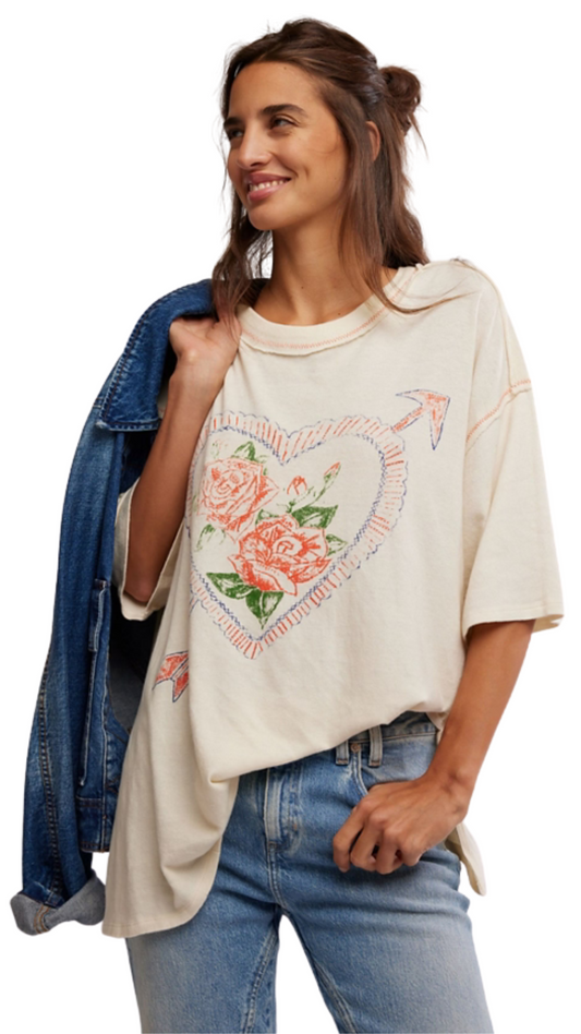 Love Rose Tee- Ivory Combo