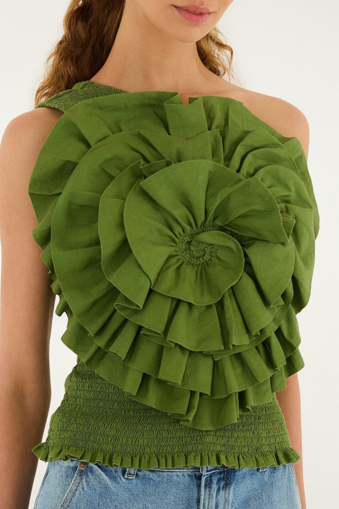 Green One Shoulder Top