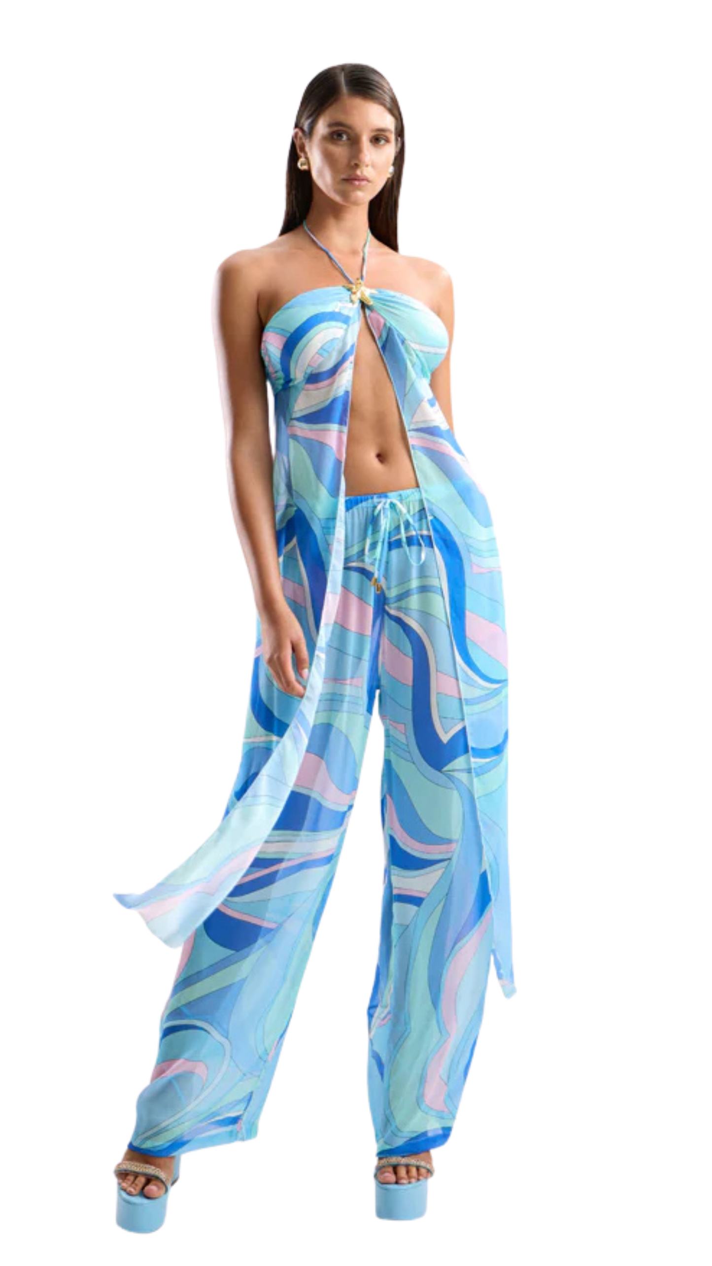 Coral Lobster Drape Set - Dolce Blue