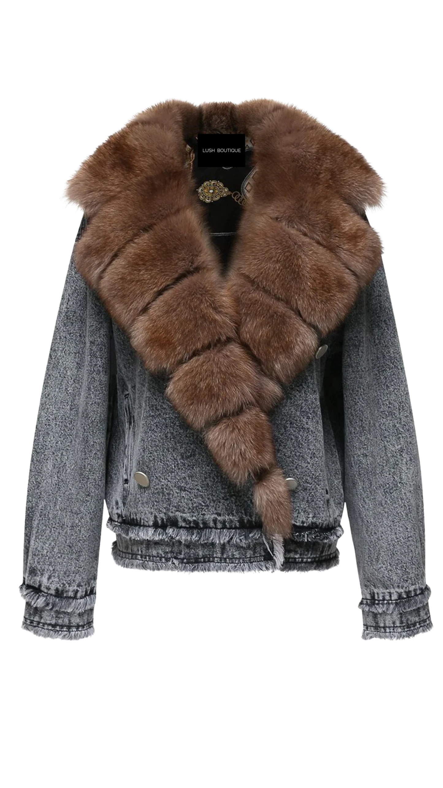 The Sierra Fox Fur Denim Bomber