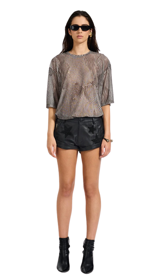 Bandits Low Waist Embellished Leather Denim Shorts