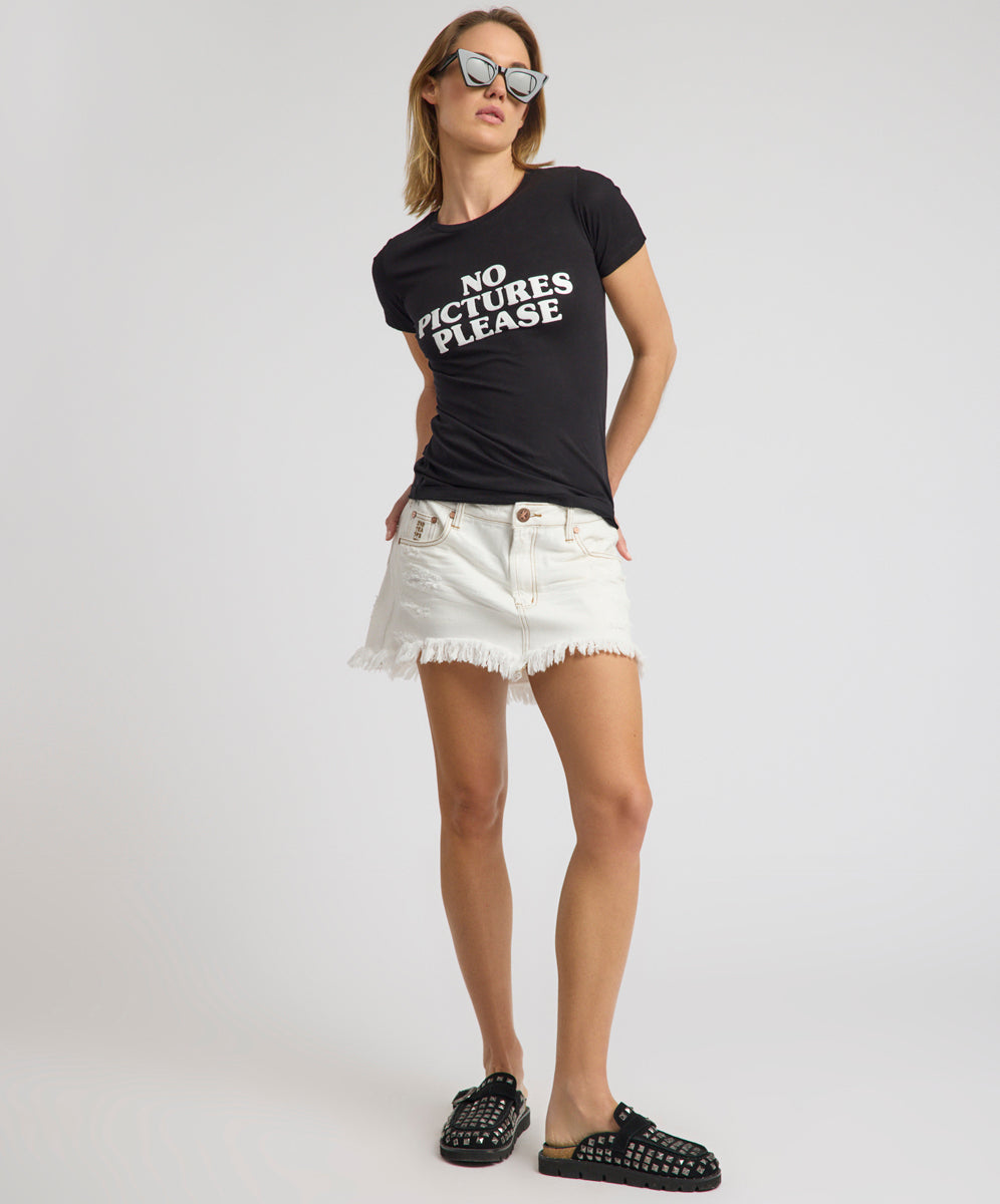 Junkyard Low Waist Messed Up Mini Denim Skirt - White Beauty