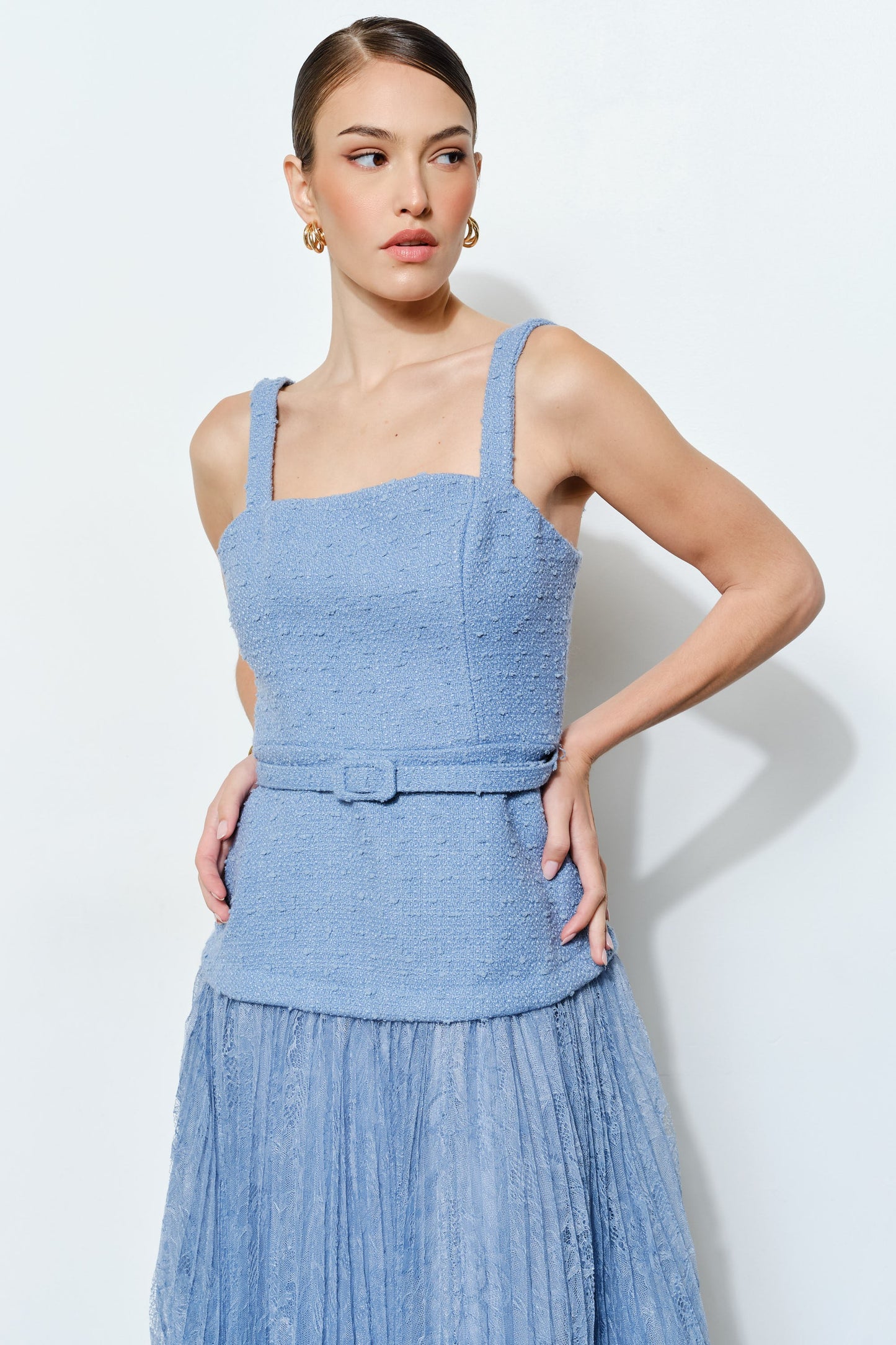 Bluebell Tweed Lace Midi Dress