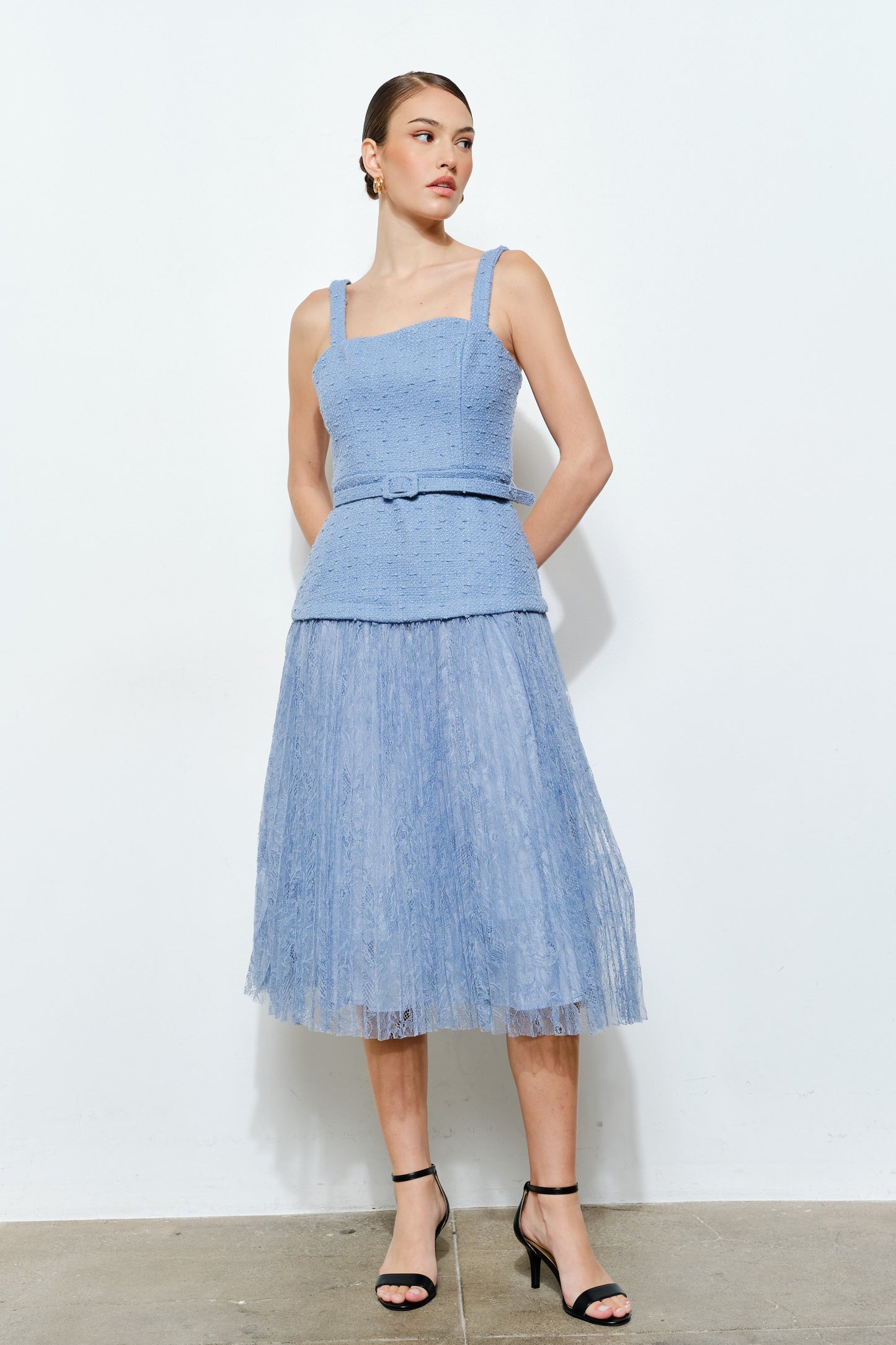 Bluebell Tweed Lace Midi Dress