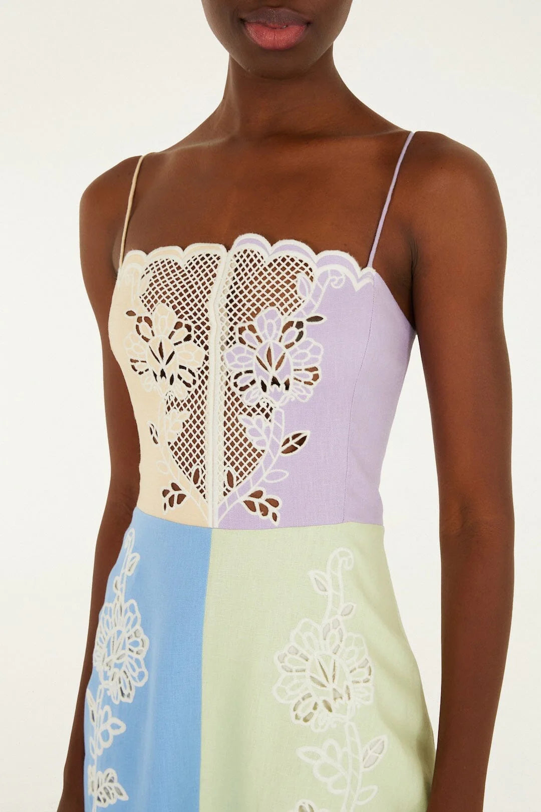 Multicolor Embroidered Midi Dress