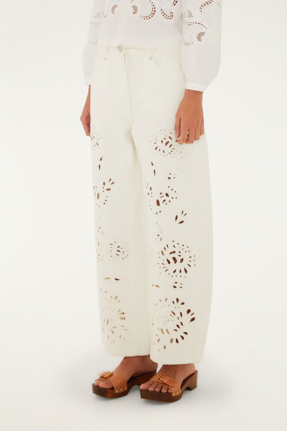 White Richelieu Twill Denim Pants