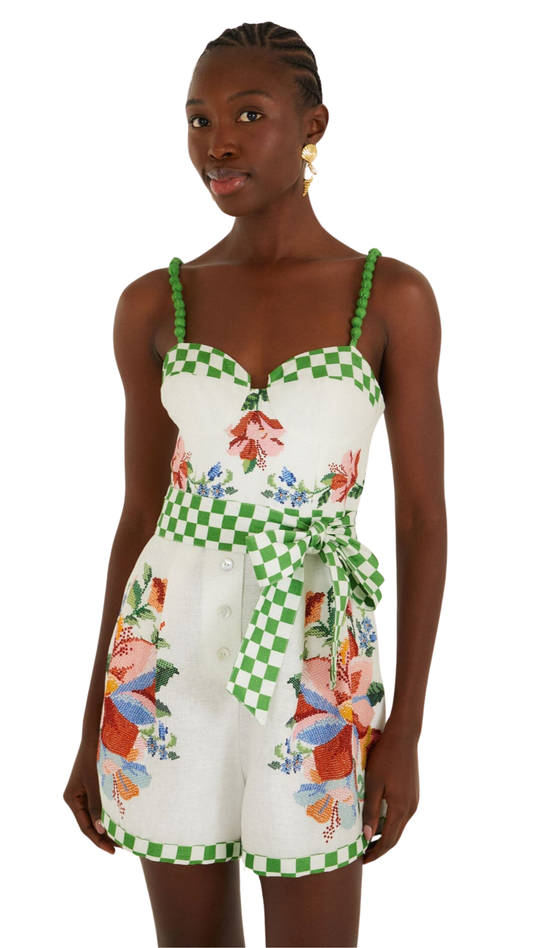 Off-White Calm Breeze Beaded Straps Belted Romper
