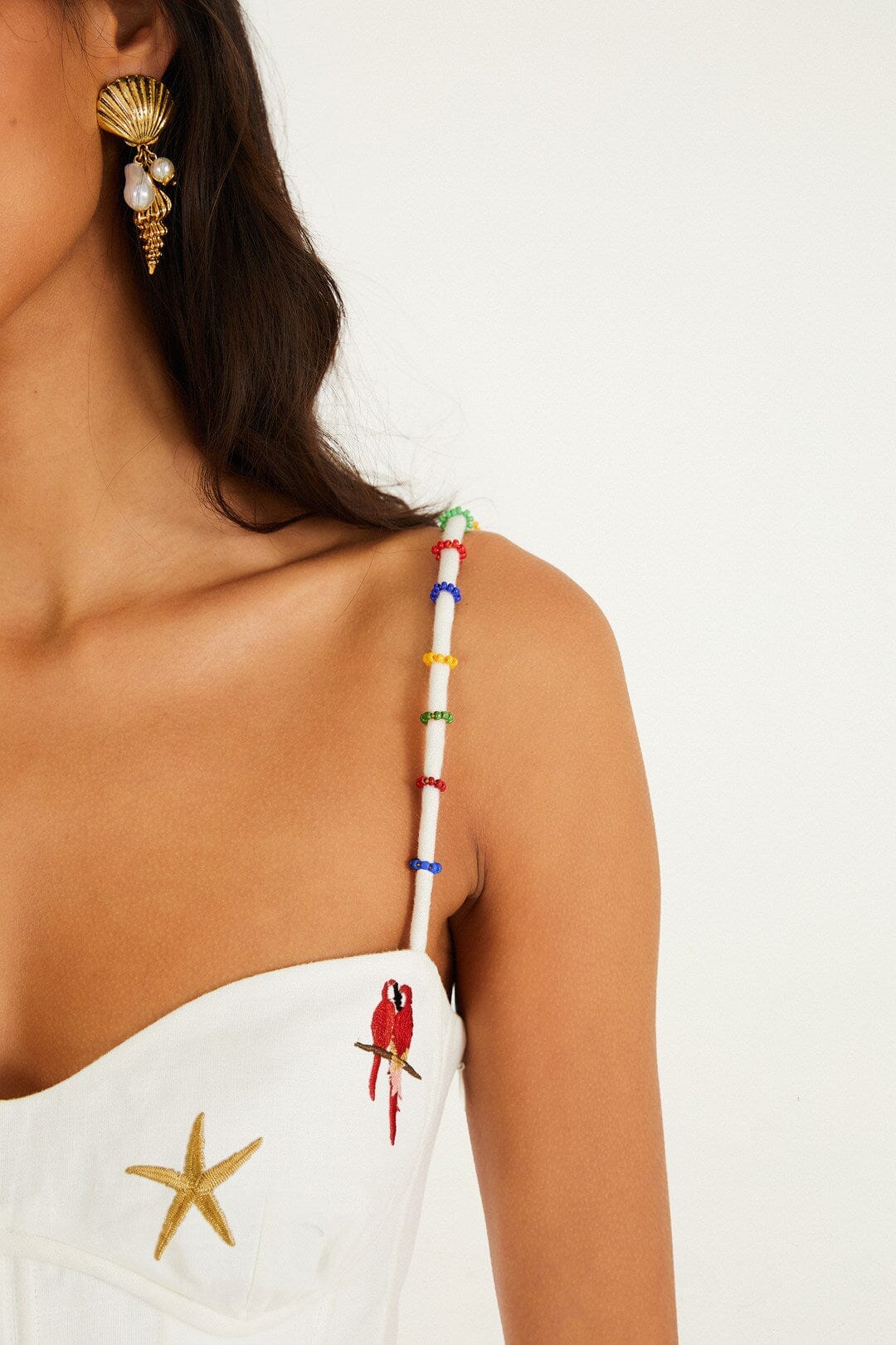 Off-White Cool Day Embroidered Beaded Mini Dress