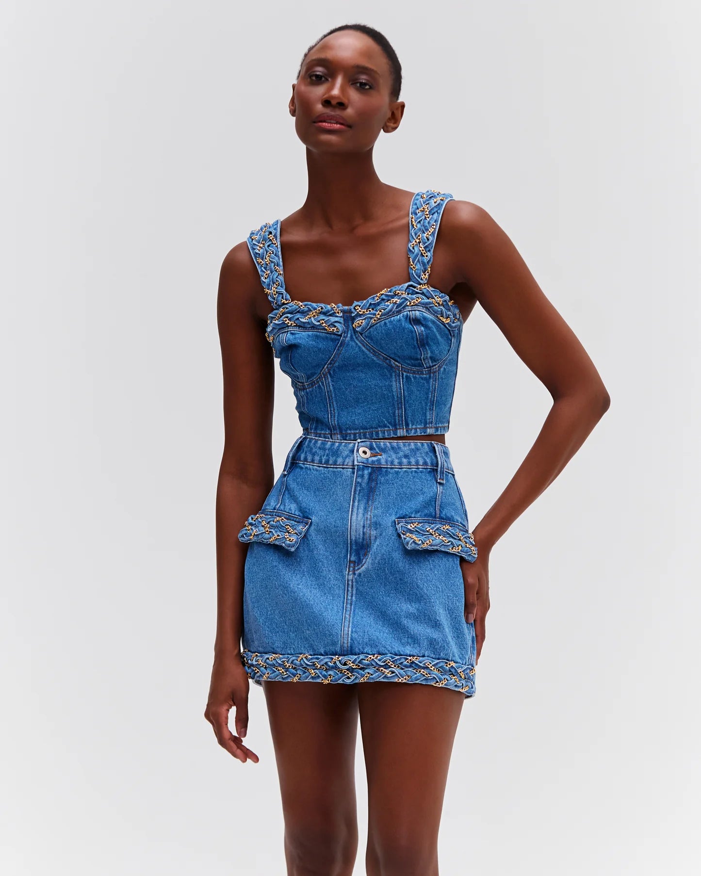 BRAIDED DENIM SET