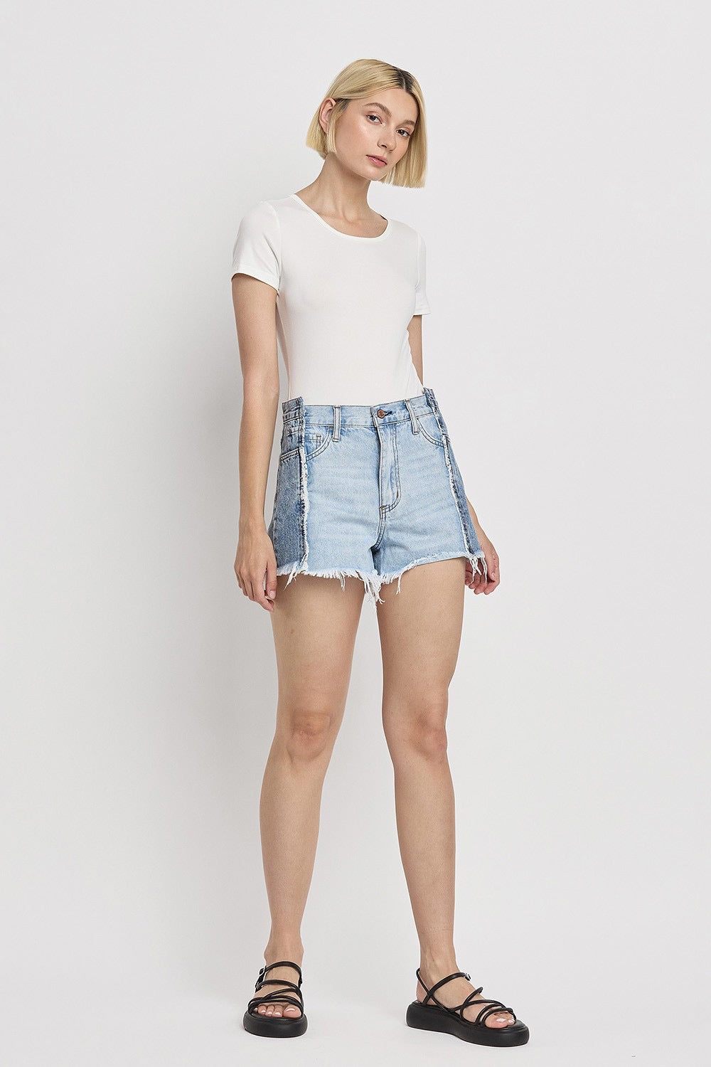 Abstracted Denim Shorts