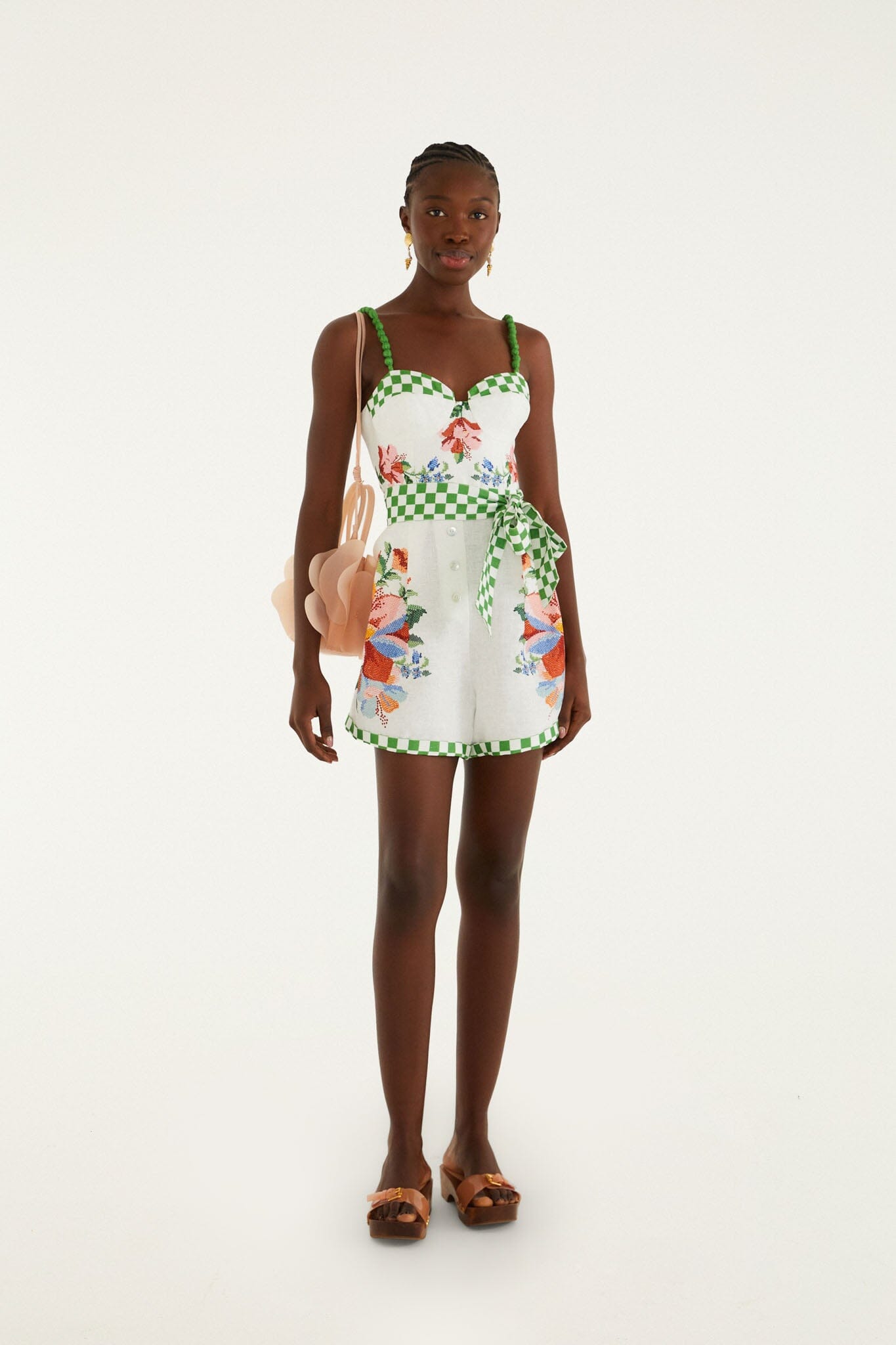 Off-White Calm Breeze Beaded Straps Belted Romper