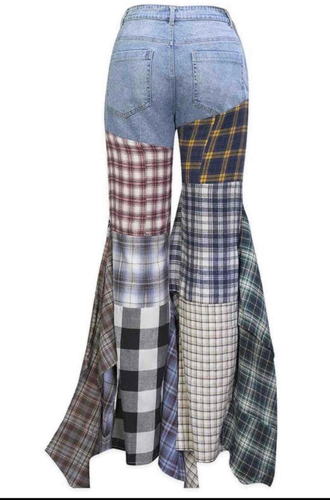 Plaid Denim Pants