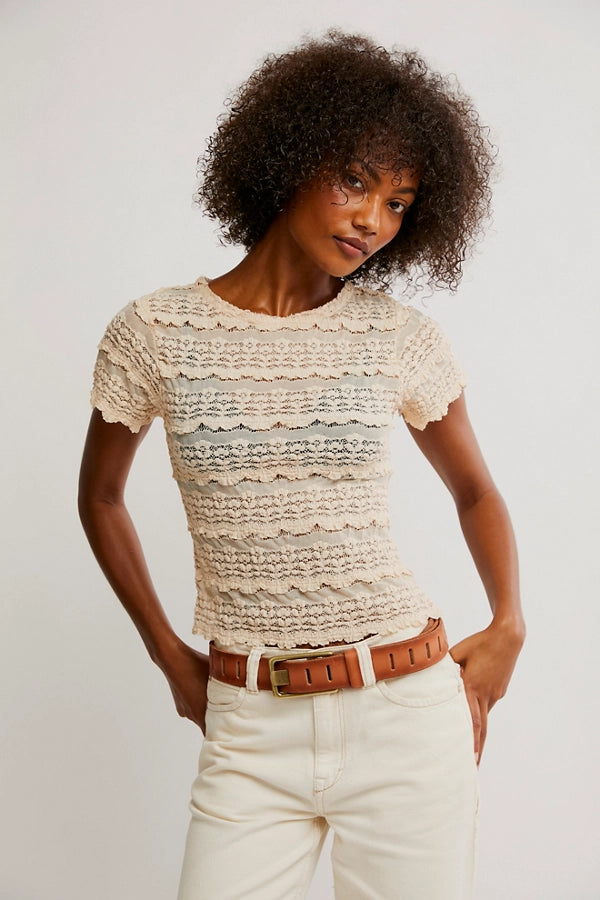 Angelina Lace Tee-Tea