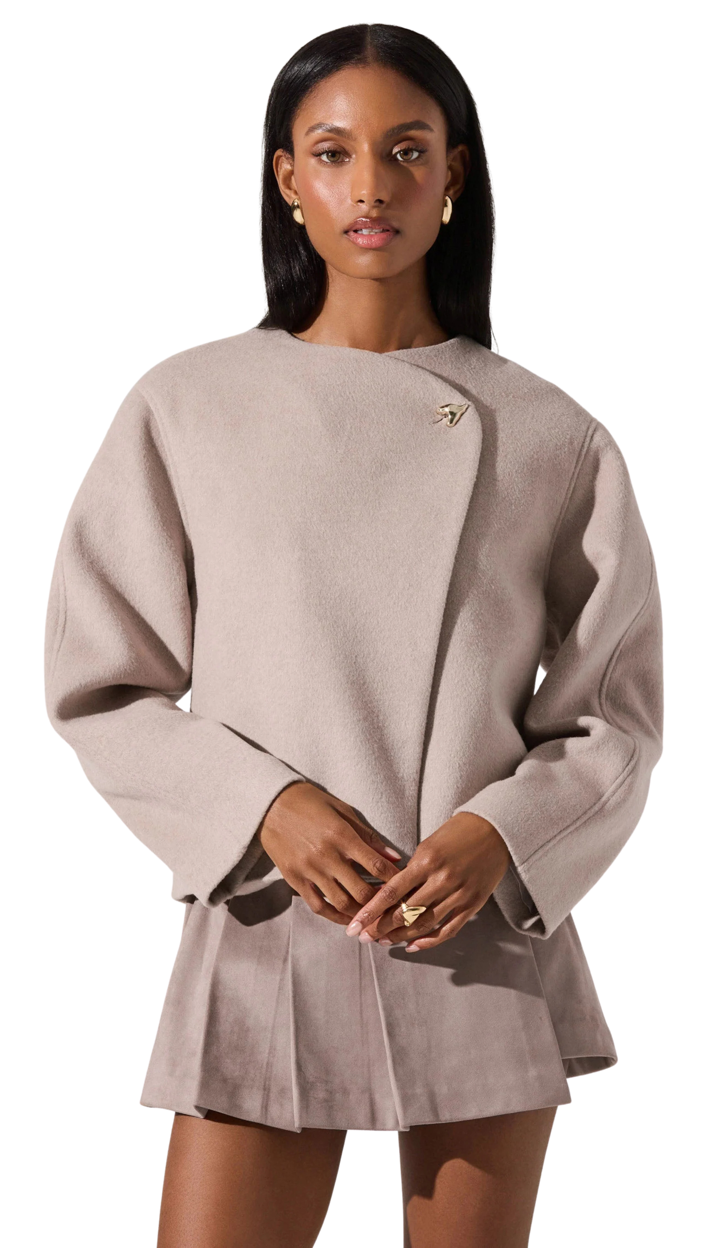 Jennah Wool-Blend Wrap Jacket