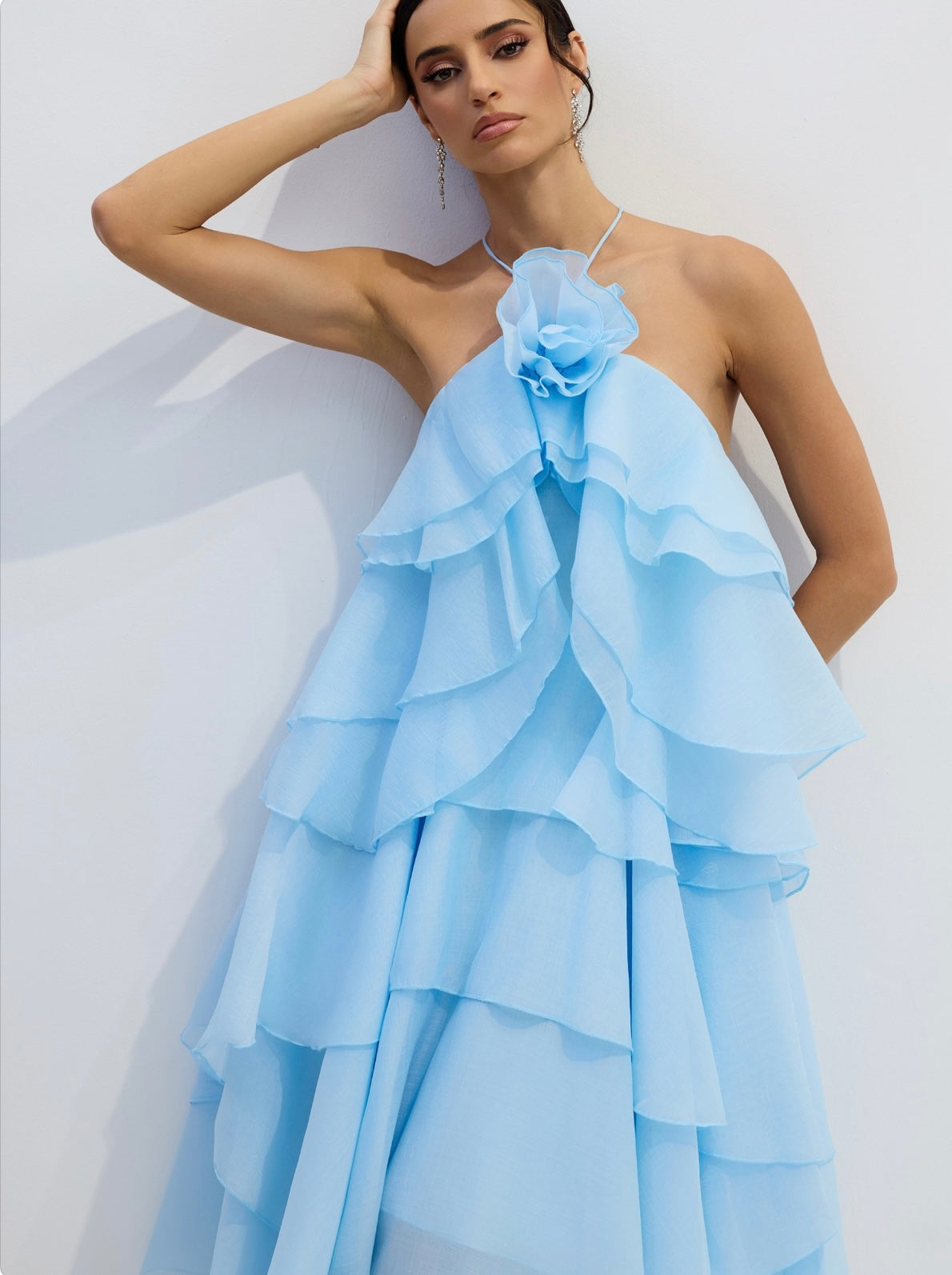 Sky Blossom Tiered Maxi Dress