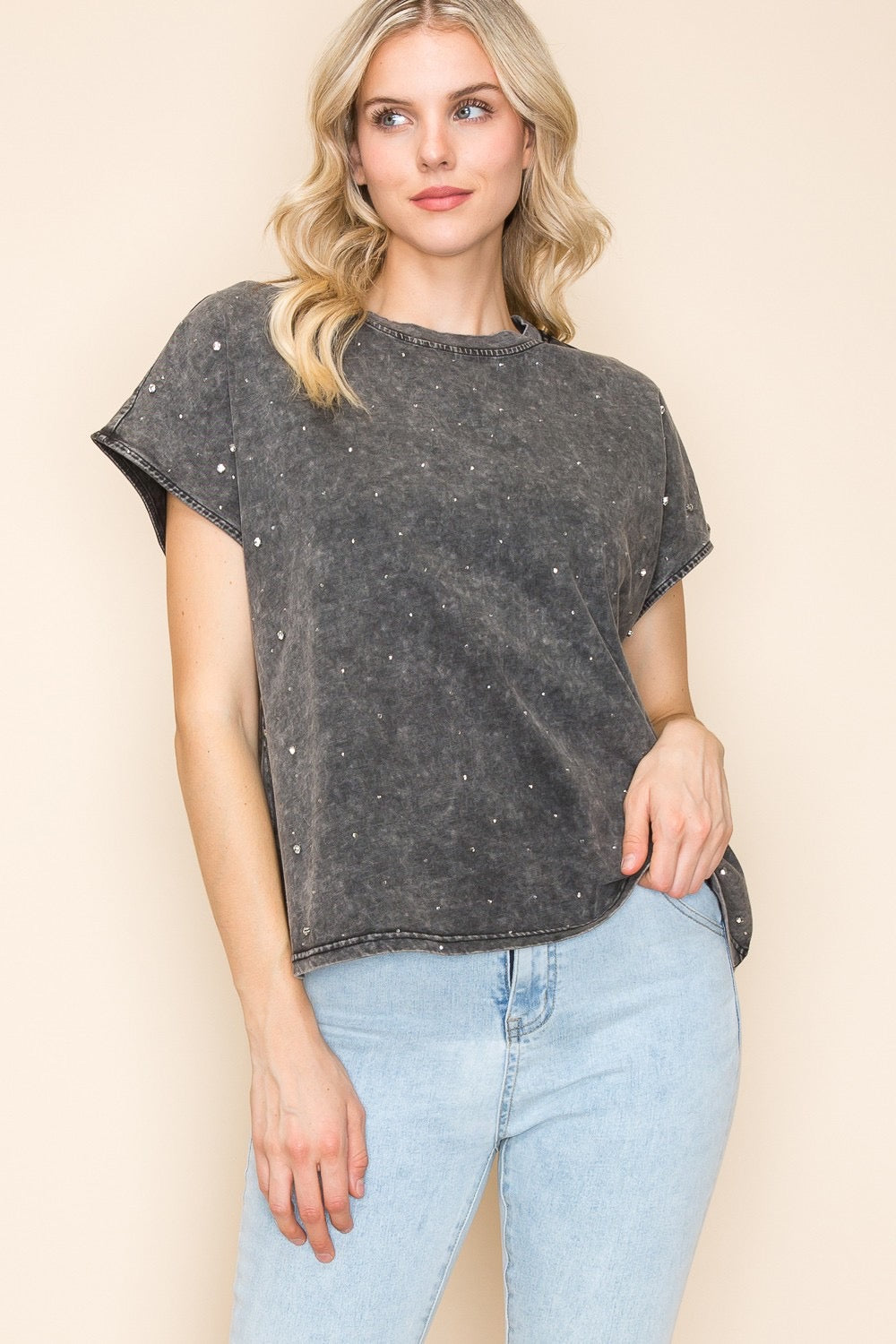 Grey diamanté T-shirt