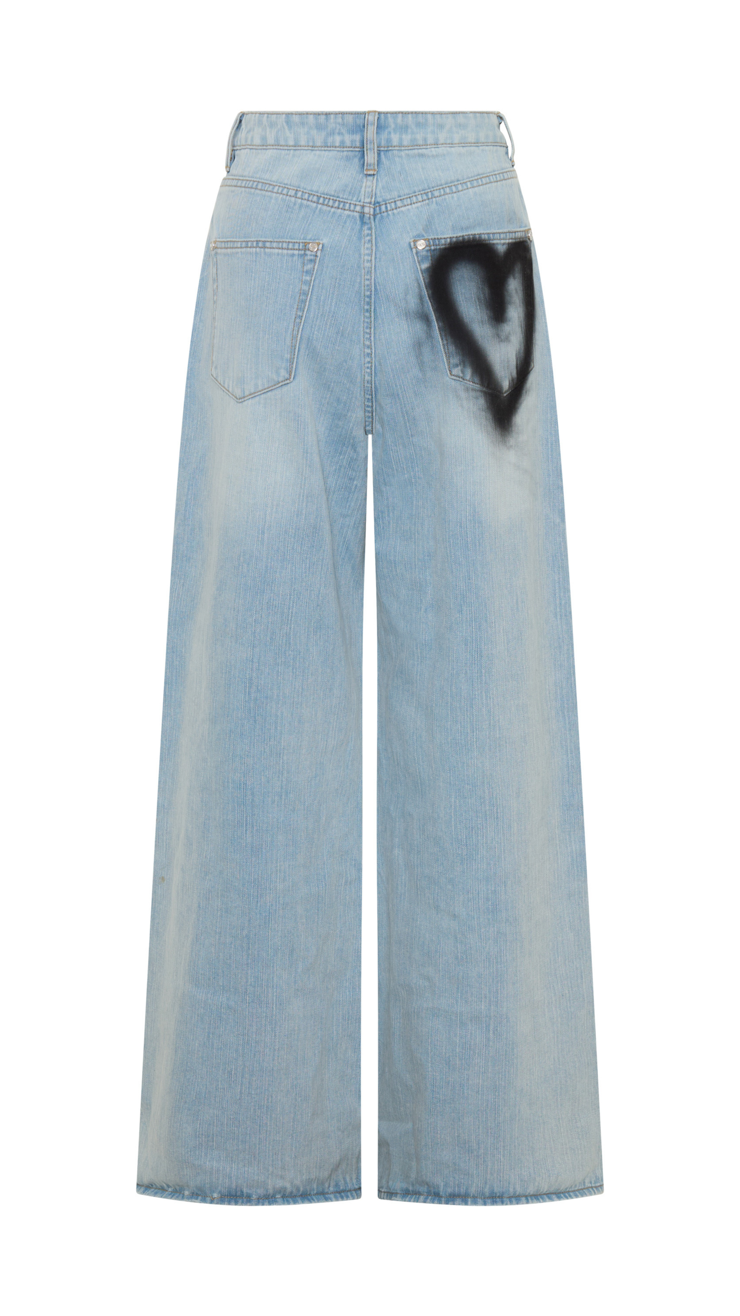 Love Machines Heart Mid Waist Super Wide Leg Denim - Sea Mist Love