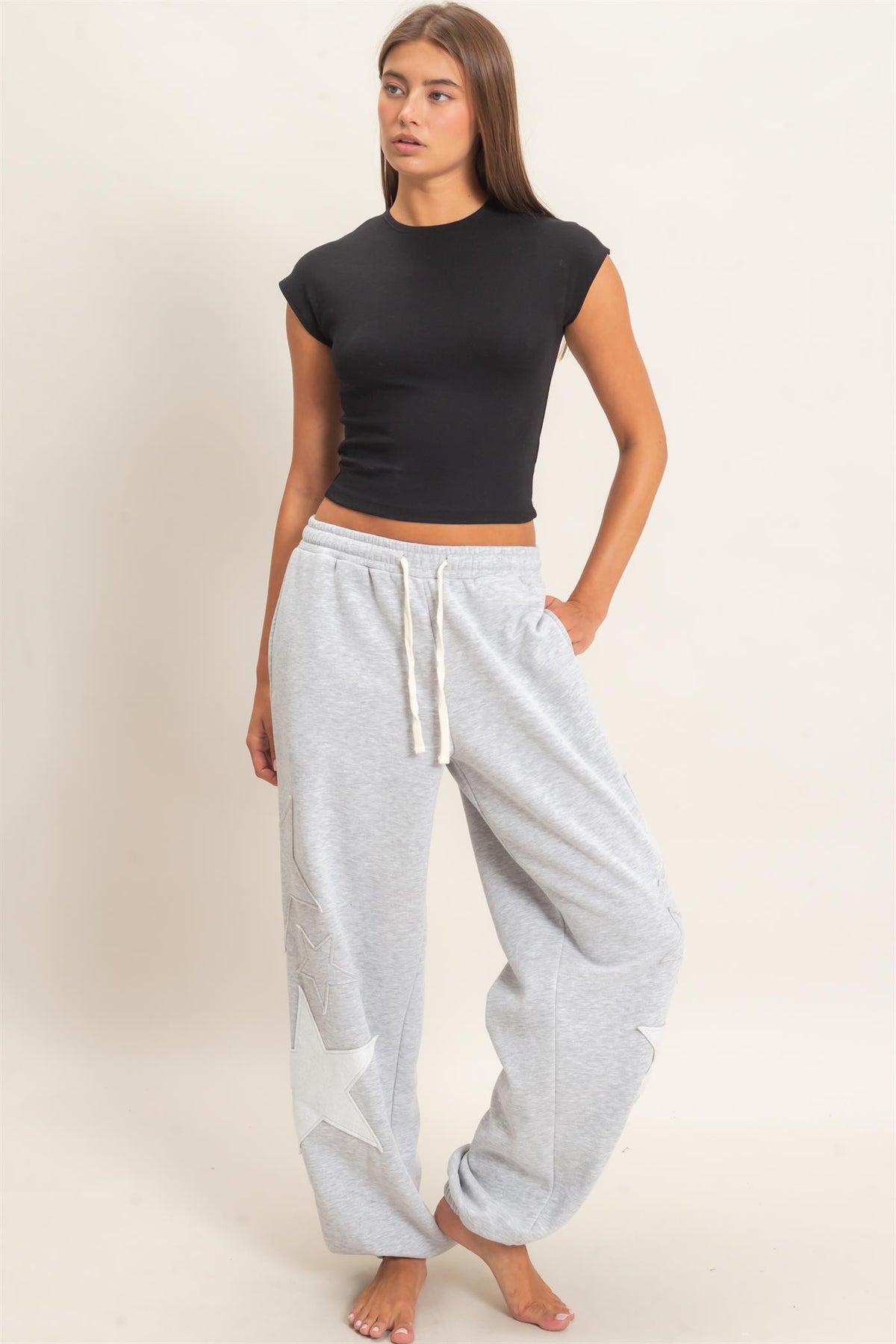 Varsity Star Sweat Set - Heather Gray