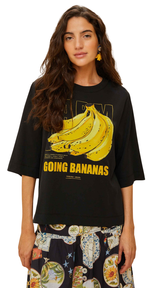 Black Tropical Bananas Organic Cotton T-Shirt