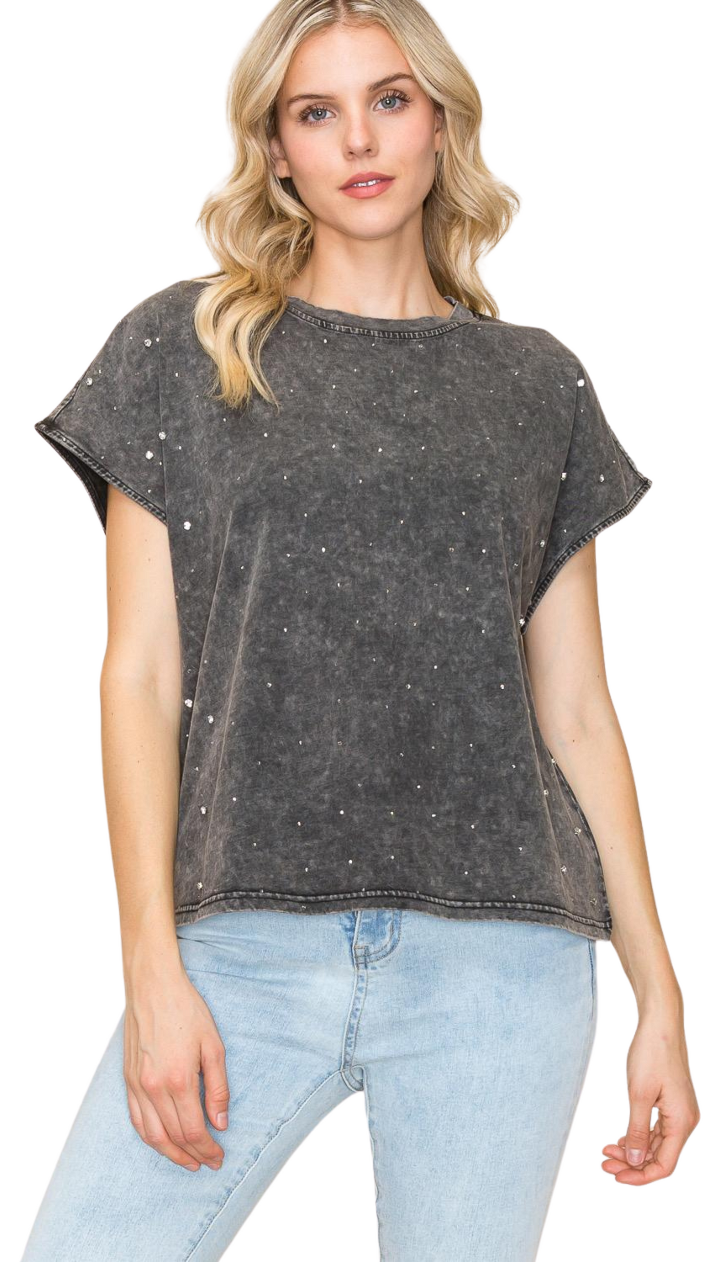 Grey diamanté T-shirt