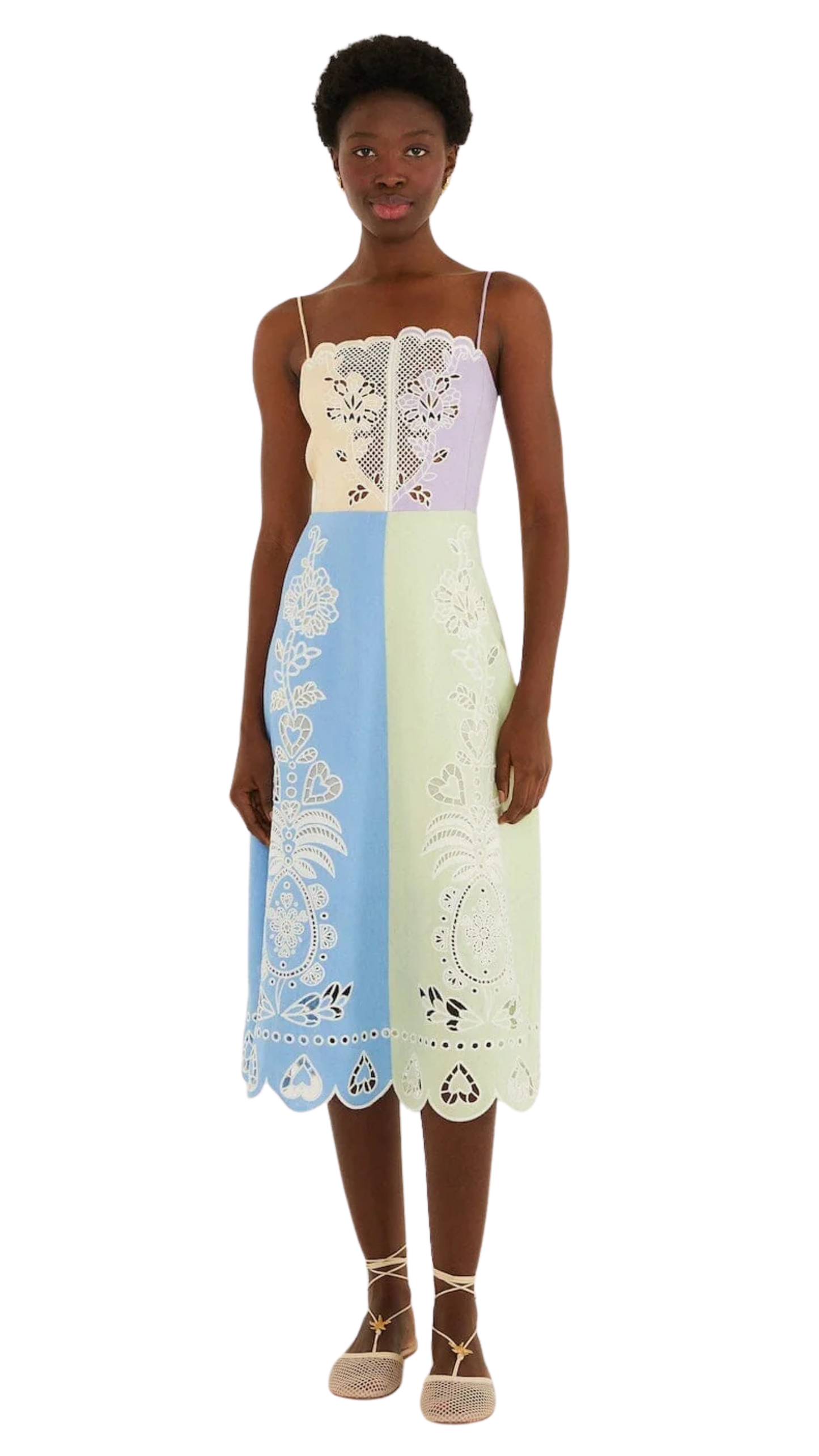 Multicolor Embroidered Midi Dress