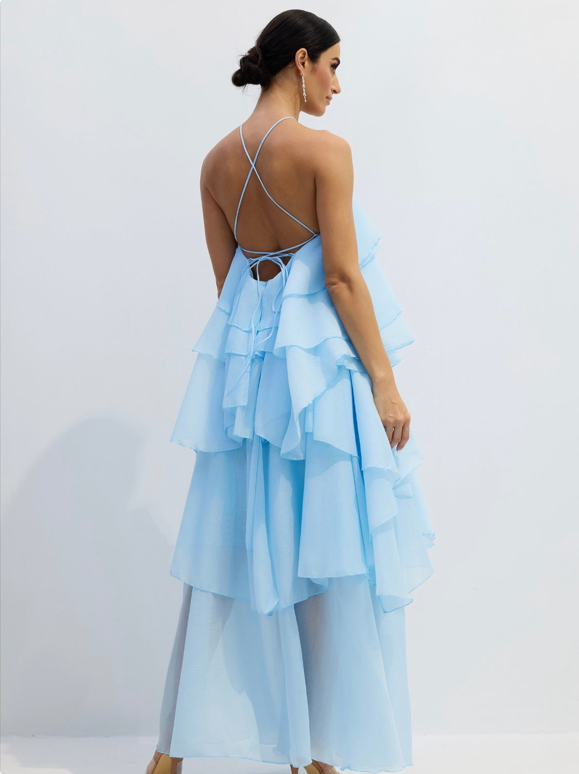Sky Blossom Tiered Maxi Dress