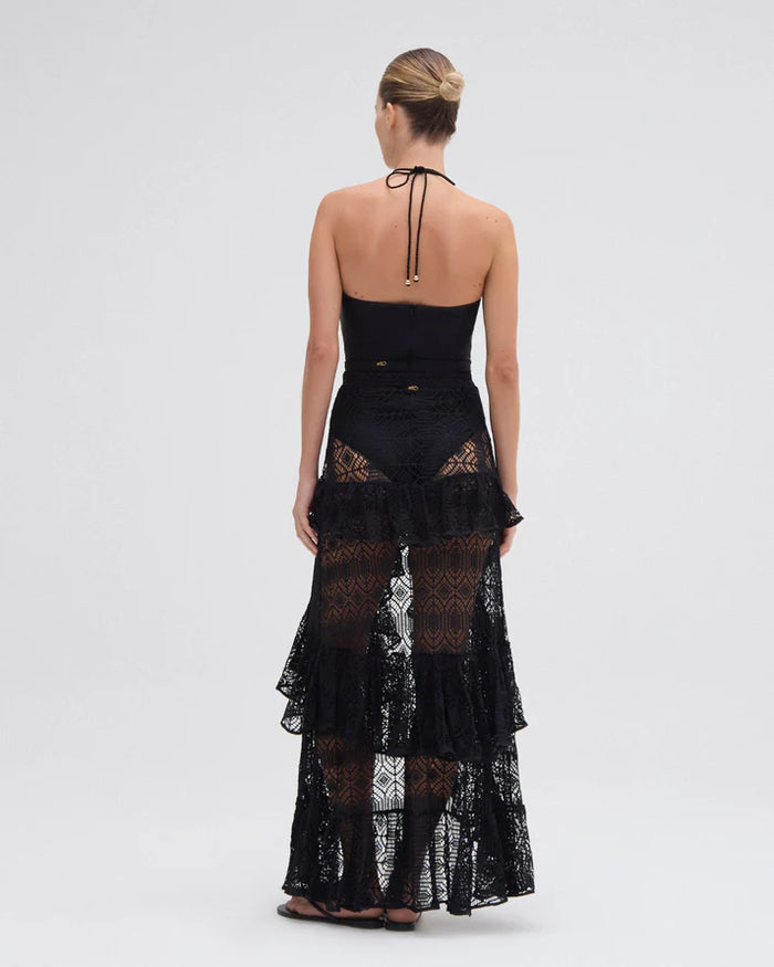 JERSEY SANDS BRAIDED SWIMSUIT & PINE LACE SKIRT SET