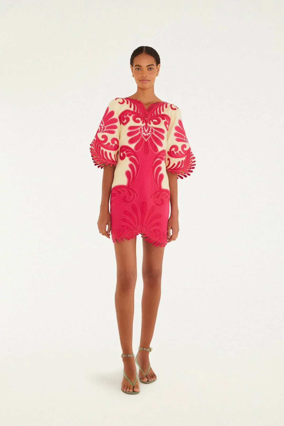 Spring Arabesc Embroidered Mini Dress
