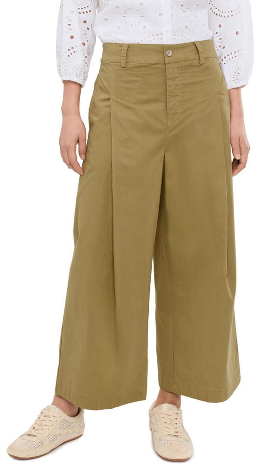 Silverlake Wide-Leg Chino Trousers-Dill Seed