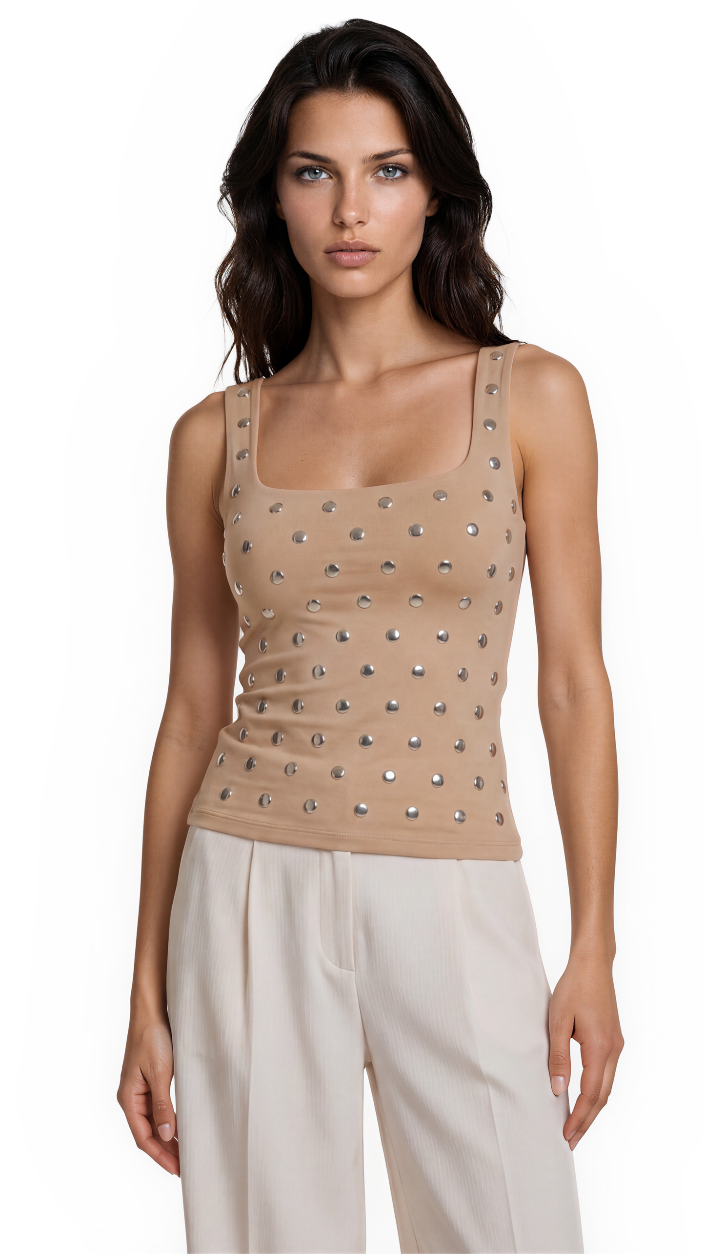 Sloane Stud Tank Top – Sand