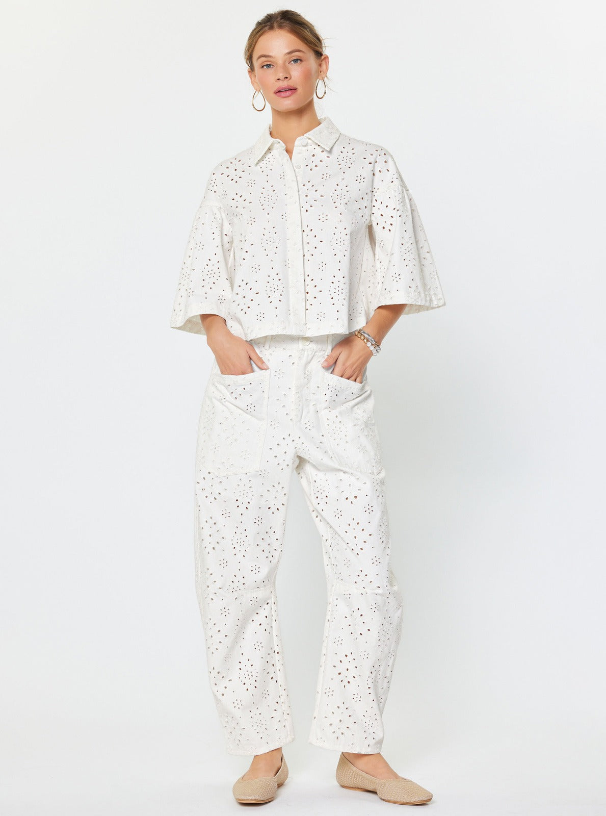Blanc Broderie Denim Set