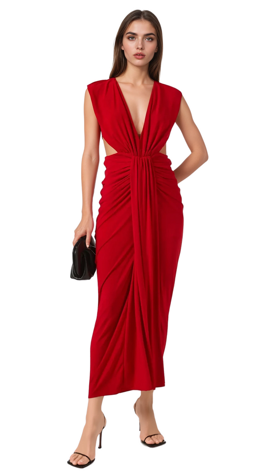 Nia Maxi Dress-Orange Red