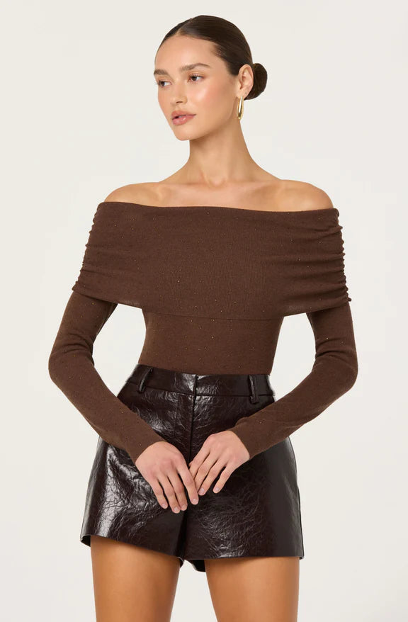 Kylin Off Shoulder Rhinestone Sweater