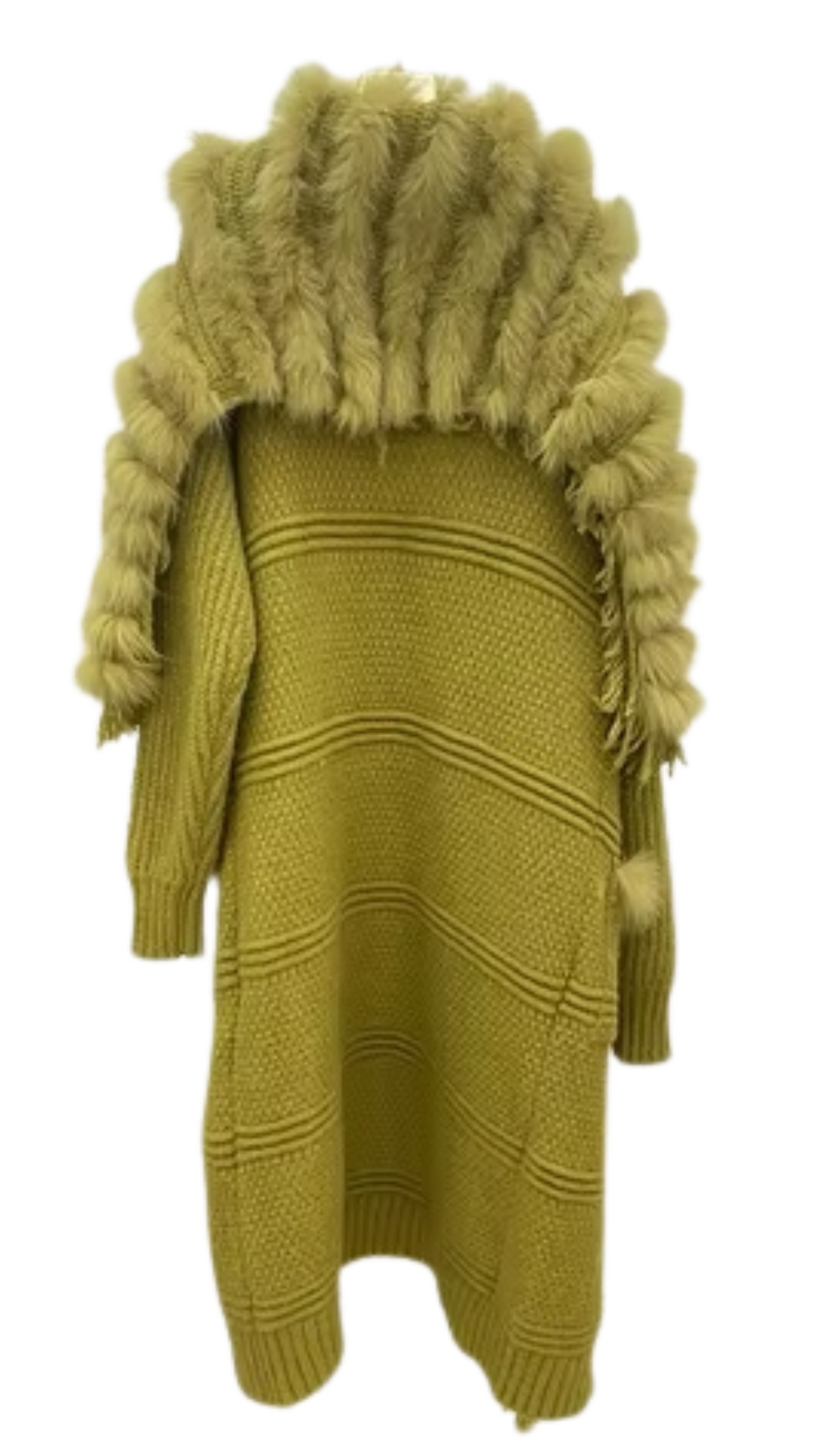 Joie knit and Fox Fur Cardigan -Lime