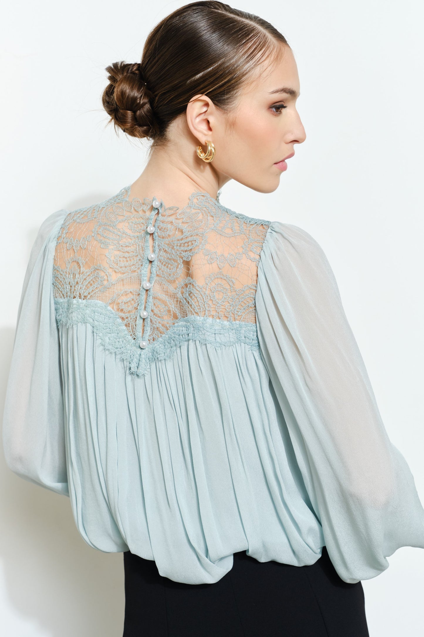 Celeste Lace High-Neck Blouse