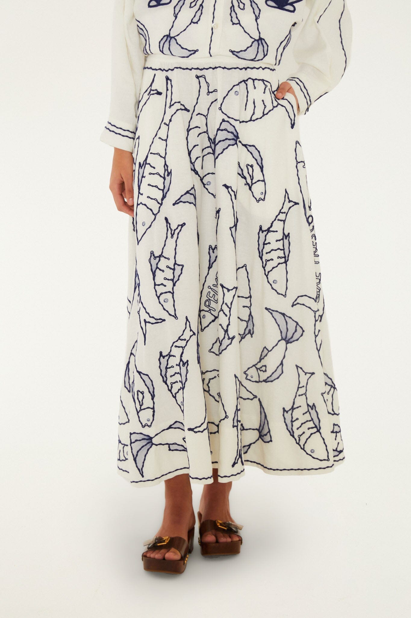 Off-White Fresh Fish Embroidered Skirt Set