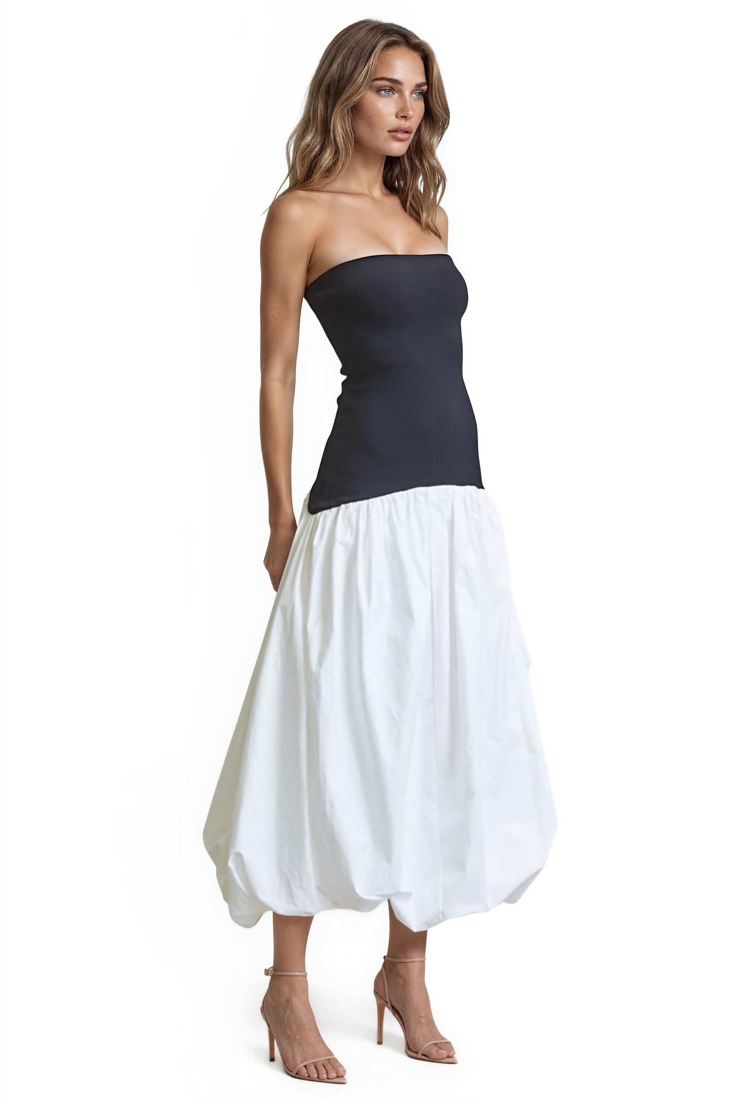 Monochrome Bubble Midi Dress